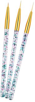 3Pcs Zachte Dunne Nail Art Liner Striping Borstel Voor Tekening Fijne Lijn Detaillering Nail Tekening Schilderij Borstel Nail Art liner Brush licht grijs