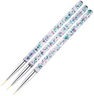 3Pcs Zachte Dunne Nail Art Liner Striping Borstel Voor Tekening Fijne Lijn Detaillering Nail Tekening Schilderij Borstel Nail Art liner Brush Licht Groen