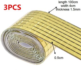 3Pcs Zelfklevende Glas Mini Vierkante Spiegels Mozaïek Tegels Voor Badkamer Diy Handgemaakte Ambachten Woondecoratie 100*4Cm Mozaïek Tegels goud Mosaic Tiles