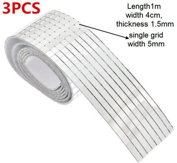 3Pcs Zelfklevende Glas Mini Vierkante Spiegels Mozaïek Tegels Voor Badkamer Diy Handgemaakte Ambachten Woondecoratie 100*4Cm Mozaïek Tegels zilver Mosaic Tiles