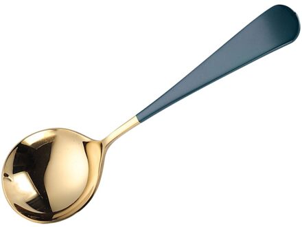 3Pcs Zilver 304 Roestvrij Stalen Lepel Mode Dessert Opscheplepel Servies Ronde Lepel Voor Thuis Restaurant groen gouden