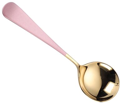 3Pcs Zilver 304 Roestvrij Stalen Lepel Mode Dessert Opscheplepel Servies Ronde Lepel Voor Thuis Restaurant roze gouden