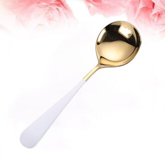 3Pcs Zilver 304 Roestvrij Stalen Lepel Mode Dessert Opscheplepel Servies Ronde Lepel Voor Thuis Restaurant wit gouden