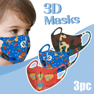 3PcsKids Boys Girls Cotton Washable Face Mask Adjustable Cartoon Children Mouth Mask Dustproof Windproof Mouth Mask mascarillas