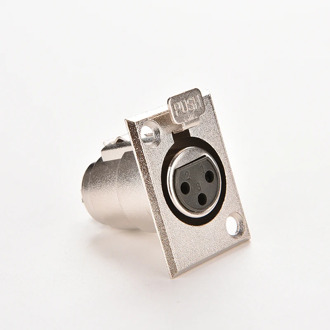 3Pins XLR Connector Female Jack Socket Panel Mounted Type Chassis Square Shape Metal Housing