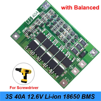 3S 40A 11.1V 12.6V 18650 lithium battery protection Board for screwdriver drill 40A current with Balance j31