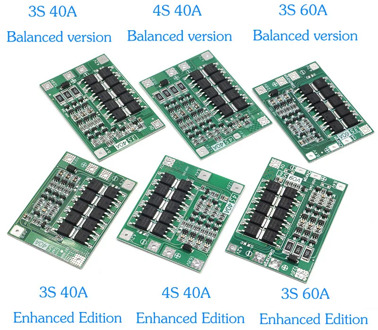 3S/4S 20 40A 60A Li-ion Lithium Battery Charger Protection Board 18650 BMS Drill Motor 11.1V 12.6V/14.8V 16.8V Enhance/Balance