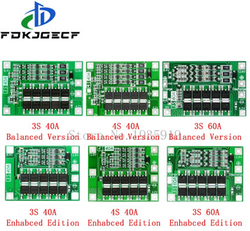 3S/4S 40A 60A Li-ion Lithium Battery Charger Protection Board 18650 BMS For Drill Motor 11.1V 12.6V/14.8V 16.8V Enhance/Balance