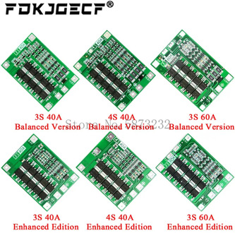 3S/4S 40A 60A Li-ion Lithium Battery Charger Protection Board 18650 BMS For Drill Motor 11.1V 12.6V/14.8V 16.8V Enhance/Balance