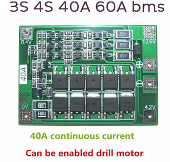 3S/4S 40A 60A Li-ion Lithium Battery Charger Protection Board 18650 BMS For Drill Motor 11.1V 12.6V/14.8V 16.8V Enhance/Balance