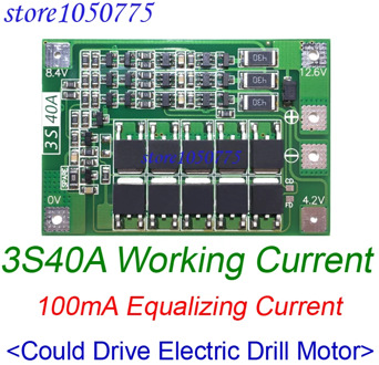 3S40A Li-ion Lithium Battery Charger Protection BMS Board Drive Drill Motor 11.1V 12.6V Module With Balance Equalized Charging
