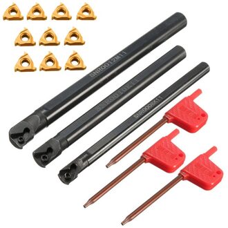 3Set SNR0008K11 + SNR0010K11 + SNR0012M11 Draaibank Boring Bar 3Pcs Wrench + 10X 11IR A60 Insert Wrench