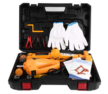 3Ton 12V DC Automotive Electric Jack Lifting Car SUV Emergency Tools w/ Impact Wrench with Gloves Socket Adapter Screwdriver Kit
