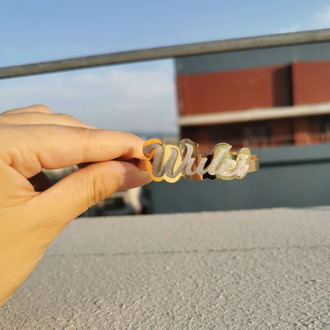 3UMeter 2020 New Custom Name Bangle Women Nameplate Bangle Stainless Steel Custom Bracelet Acrylic Bangle Gift Dropshipping