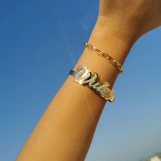 3UMeter 2020 New Nameplate Bangle Stainless Steel Custom Name Bangle Women Custom Bracelet Acrylic Bangle Gift Dropshipping