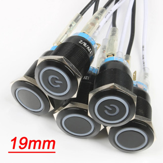 3V 5V 12V 24V 220V 19mm Latching/Momentary Alumina black body with LED light waterproof push press button switch Red/Green