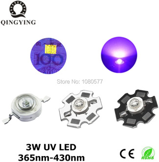 3W High Power LED Diodes UV Purple Light Chip 365nm 385nm 395nm 400nm 405nm 430nm for Nail Dryer Currency Identification DIY