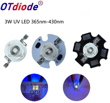 3W High Power LED Diodes UV Purple Light Chip 365nm 385nm 395nm 400nm 405nm 430nm for Nail Dryer Currency Identification DIY