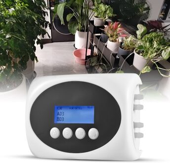 3W Solar Automatic Watering Device Dual Pump Timed Irrigator for 15 Pots LCD Display USB/Solar Panel Powered Drip Irrigation Kits 10m Tube Length for Flowers Plants