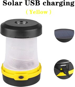 3W Solar Led Light Outdoor Usb Opladen Telescopische Folding Camping Lamp Draagbare Handvat Lantaarn Mini Tent Licht Emergency Lamp Solar USB geel