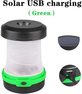 3W Solar Led Light Outdoor Usb Opladen Telescopische Folding Camping Lamp Draagbare Handvat Lantaarn Mini Tent Licht Emergency Lamp Solar USB groen