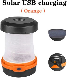 3W Solar Led Light Outdoor Usb Opladen Telescopische Folding Camping Lamp Draagbare Handvat Lantaarn Mini Tent Licht Emergency Lamp Solar USB oranje