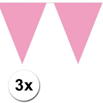 3x 10 meter vlaggenlijn baby pink - Vlaggenlijnen Roze