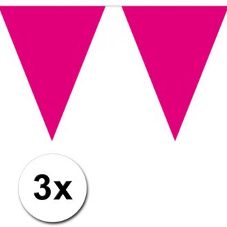 3x 10 meter vlaggenlijn magenta roze - Vlaggenlijnen