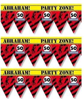 3x 50 Abraham tape/markeerlinten waarschuwing 12 m versiering
