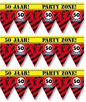 3x 50 jaar party tape/markeerlinten waarschuwing 12 m versiering