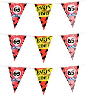 3x 65 jaar vlaggenlijn waarschuwingsbord 10mtr - Vlaggenlijnen Multikleur