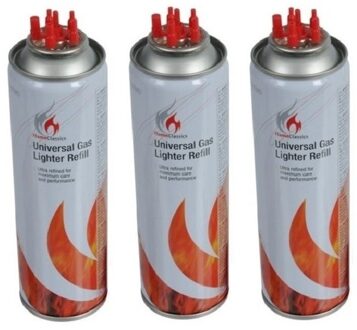 3x Aansteker gas / butaan gasfles 250 ml