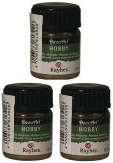 3x Acrylverf/hobbyverf goud 15 ml hobby materiaal - Hobbyverf Goudkleurig