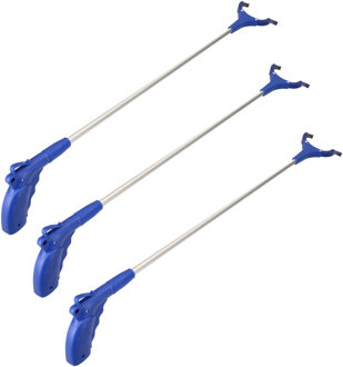 3x Aluminium zwerfvuilgrijper met anti-slip grijpvingers 100 cm