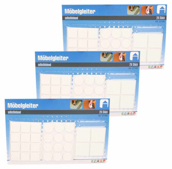 3x Antikras meubelviltjes 28-delig wit - Action products