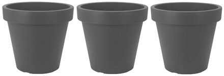 3x Antraciet grijze bloempot 50 cm - Donker grijze plantenpotten 50 cm