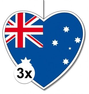 3x Australie hangdecoratie harten 28 cm - Feestdecoratievoorwerp