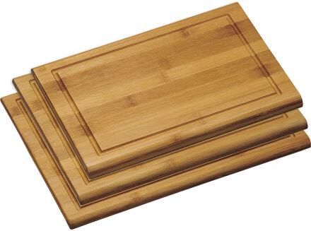 3x Bamboe houten snijplanken set 21 x 31/28 x 38/32 x 44 cm
