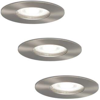 3x Bari - LED Inbouwspots Badkamer IP65 Zilver