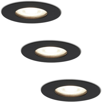 3x Bari - LED Inbouwspots Badkamer IP65 Zwart