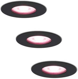 3x Bari Smart Inbouwspots RGBWW IP65 Zwart