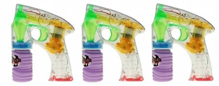 3x Bellenblaas speelgoed pistool met LED licht 14 cm