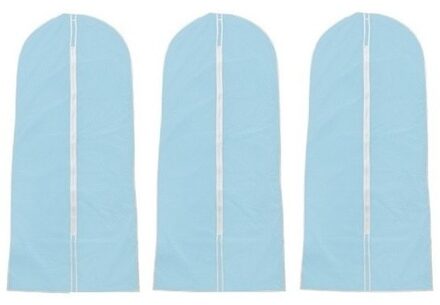 3x Beschermhoezen voor kleding lichtblauw 137 x 60 cm - Kledinghoezen - Garderobe kleding opbergen accessoires