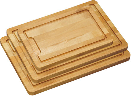 3x Beuken houten snijplanken 21 x 32/28 x 40/36 x 50 cm