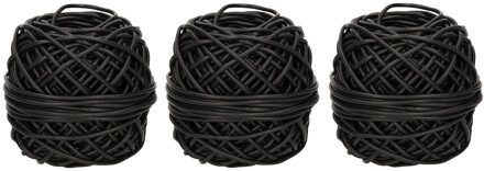 3x Bindbuis 3 mm x 38 m - zwart - bindbuizen / binddraad / - Tuin aanleggen basismateriaal / plantenbinders