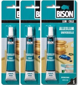 3x Bison alleslijm / knutsellijm - 25 ML - transparant/ waterbestendig