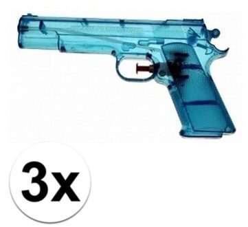 3x Blauw speelgoed waterpistolen 20 cm