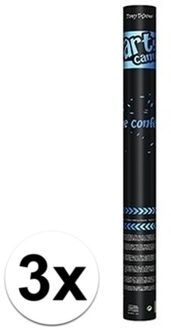 3x Blauwe confetti kanon 60 cm - Confetti