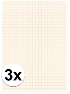 3x Blok millimeter papier A4 - Hobbypapier Wit