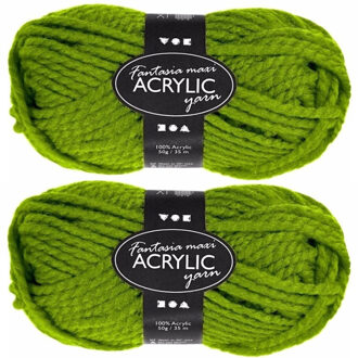 3x bolletjes groene maxi acryl wol/garen 35 meter - Breien/haken/knutselen